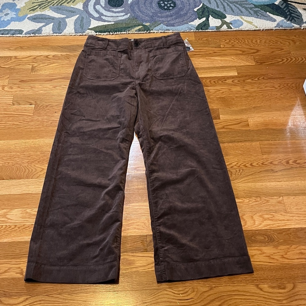 Anthropologie x Maeve Colette Wide-Leg Full Length Corduroy Pants Brown 33 NWT - Picture 5 of 14